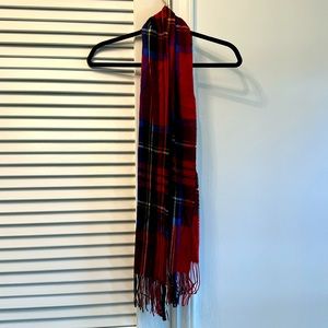 NEW WITH TAGS Geoffrey Beene Cashme Red Plaid Scarf Made in Italy 100% Acrylic